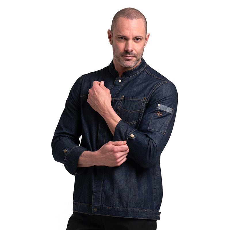 Men's Long Sleeve Kitchen Coat Harper Raw Denim - ROBUR -  by Robur | MANELLI``