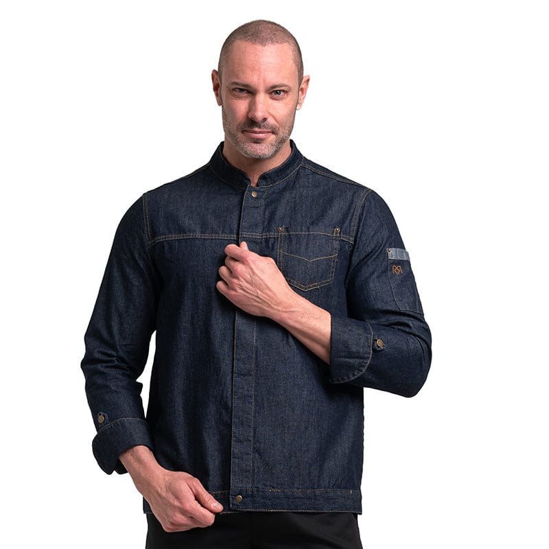 Men's Long Sleeve Kitchen Coat Harper Raw Denim - ROBUR -  by Robur | MANELLI``