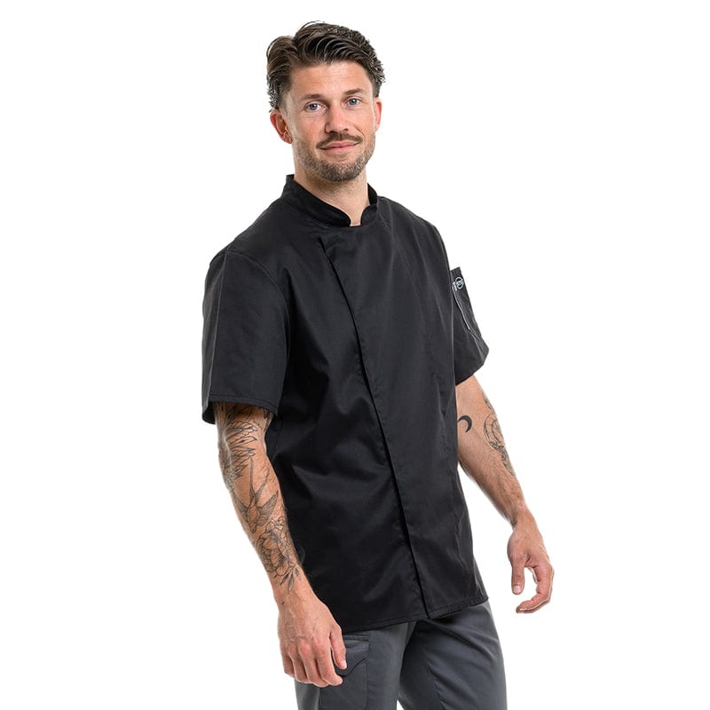 Nero Short Sleeve Chef Coat 37.5 technology Black - ROBUR -  by Robur | MANELLI``