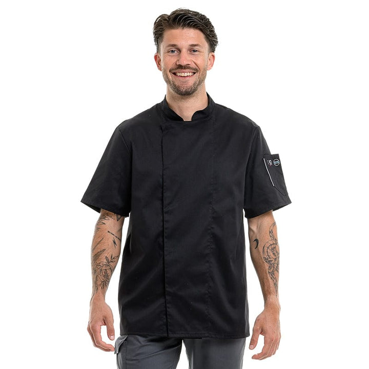 Nero Short Sleeve Chef Coat 37.5 technology Black - ROBUR -  by Robur | MANELLI``