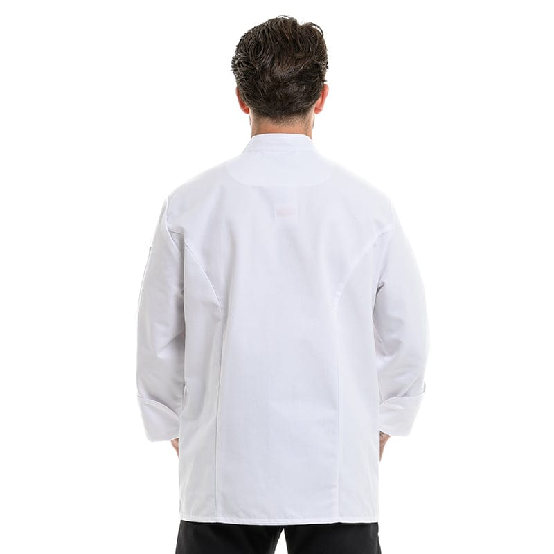 Unisex White Long Sleeve Kitchen Coat with Ecru Piping Harti - ROBUR -  by Robur | MANELLI``