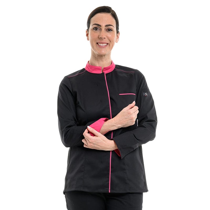 Women's Black/Fuchsia Long Sleeve Kitchen Coat Elbax - ROBUR -  by Robur | MANELLI``