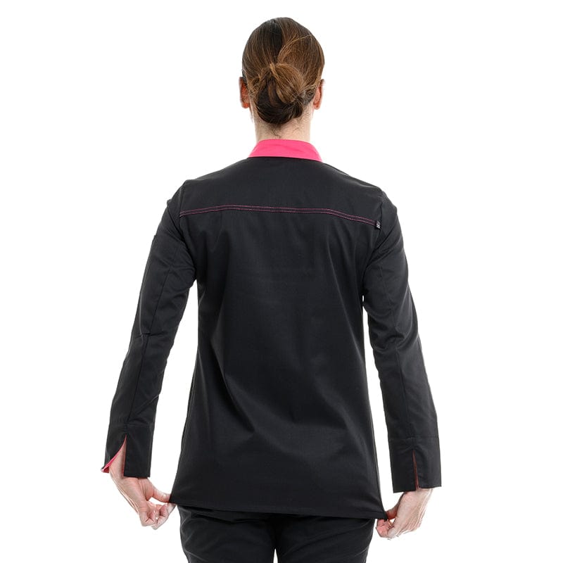 Women's Black/Fuchsia Long Sleeve Kitchen Coat Elbax - ROBUR -  by Robur | MANELLI``