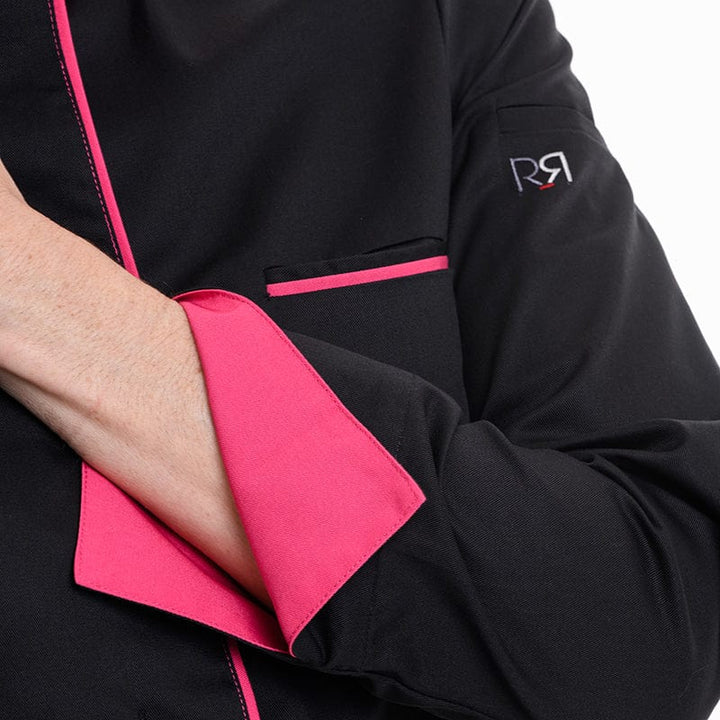 Women's Black/Fuchsia Long Sleeve Kitchen Coat Elbax - ROBUR -  by Robur | MANELLI``