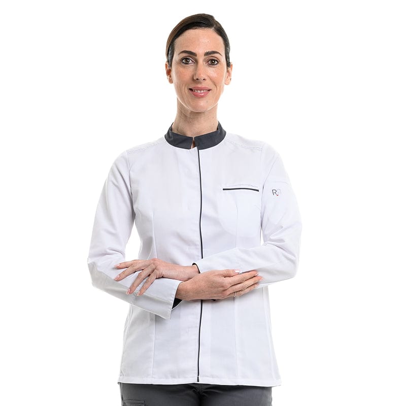 Women's White and Gray Long Sleeve Kitchen Coat - ELBAX - ROBUR -  by Robur | MANELLI``