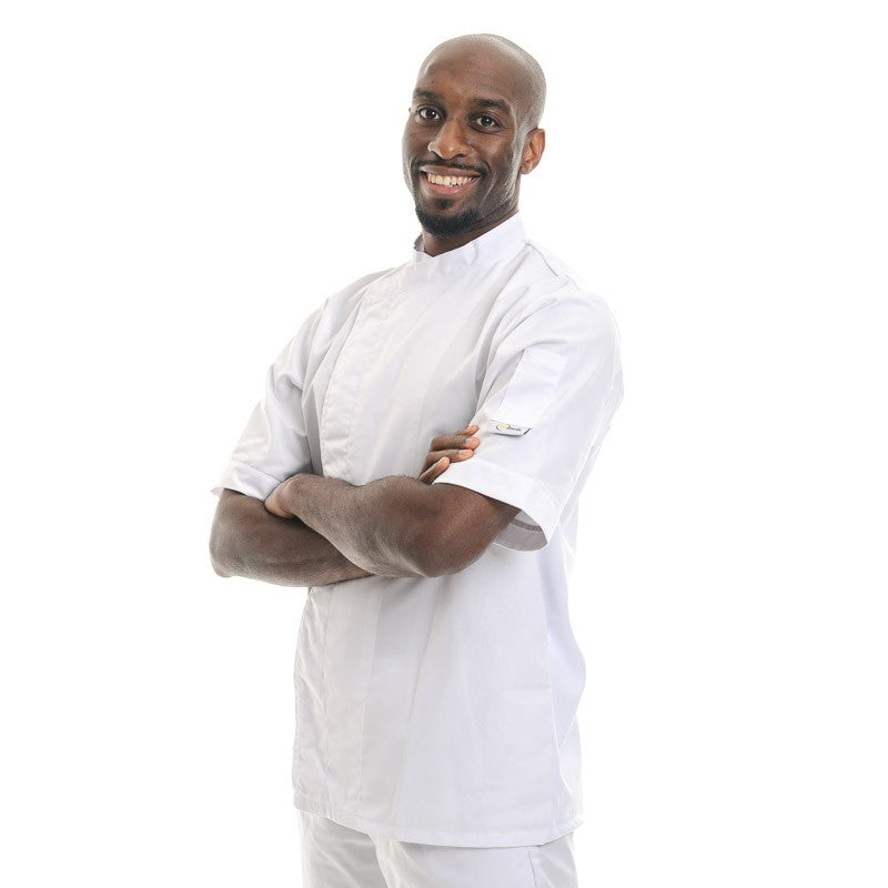 Men’s White Chef Jacket – Short or Long Sleeves Ventilated Back - MANELLI | MANELLI | Short Sleeves