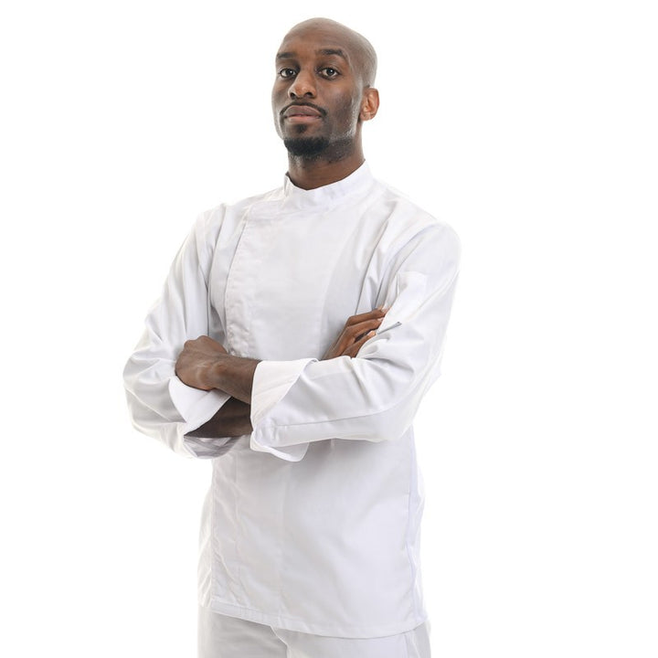 Men’s White Chef Jacket – Short or Long Sleeves Ventilated Back - MANELLI | MANELLI | Long Sleeves for Chef