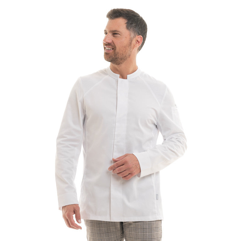 Men’s Long-Sleeved Chef Jacket Basil 2 - LAFONT CUISINE | MANELLI | White Jacket with Officer Collar