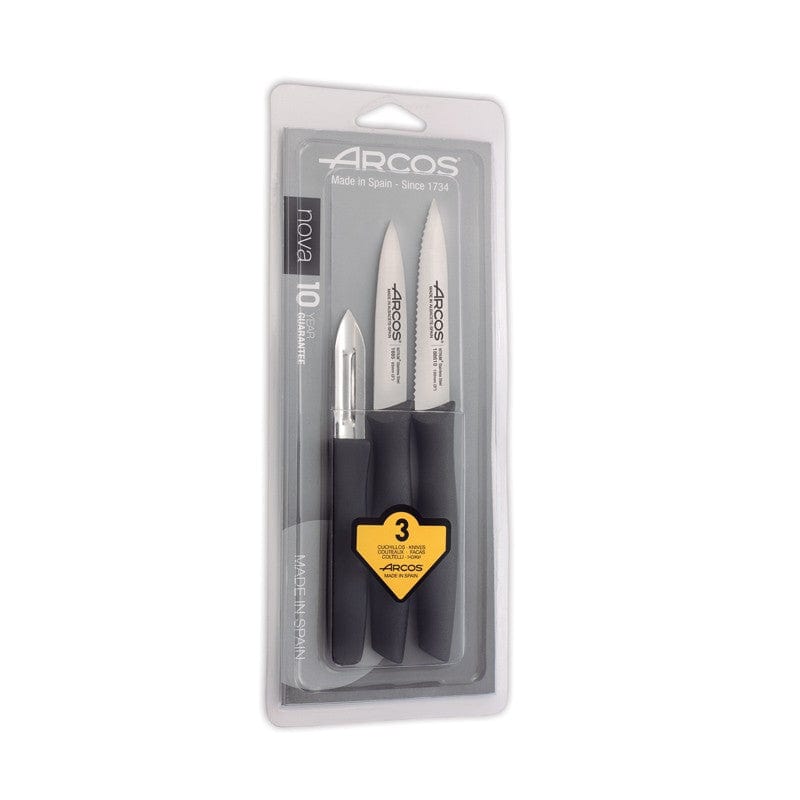 Set of 3 Black Paring Knives - ARCOS -  by Arcos | MANELLI``