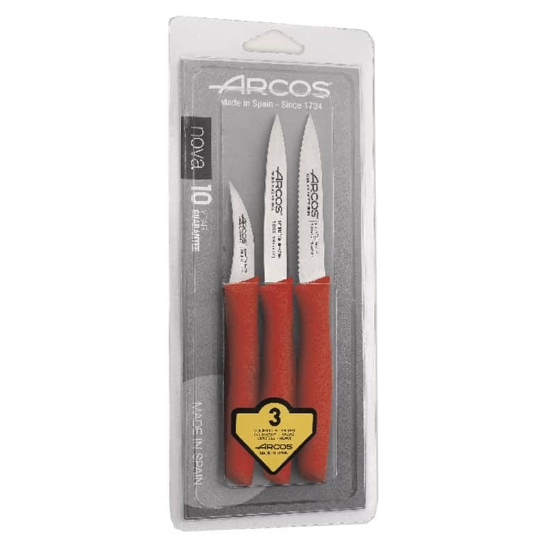 Set of 3 Red Office Knives Nova Series Blister Pack - Arcos -  by Arcos | MANELLI``