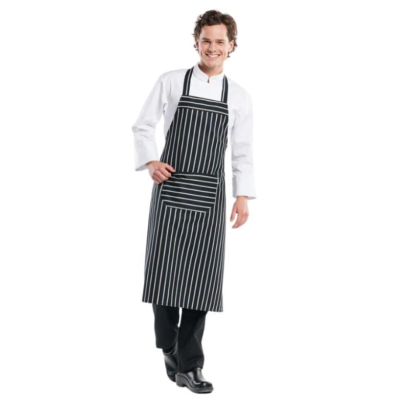 Black Apron with White Stripes - Remo - CHAUD DEVANT -  by Chaud Devant | MANELLI``