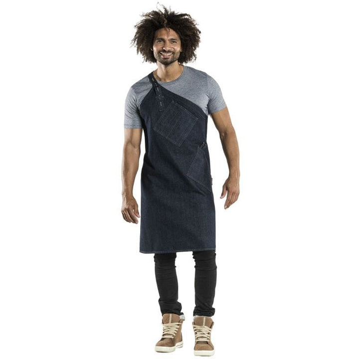 Denim Blue Asymmetrical Catering Apron - CHAUD DEVANT -  by Chaud Devant | MANELLI``