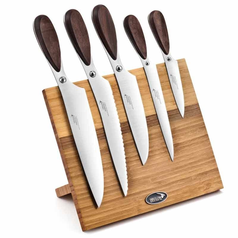 Bamboo Magnetic Block for 5 Knives - DEGLON -  by Deglon | MANELLI``