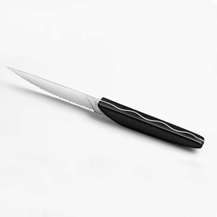 Set of 6 Black Steak Knives with Curved Handles - Deglon -  by Deglon | MANELLI``