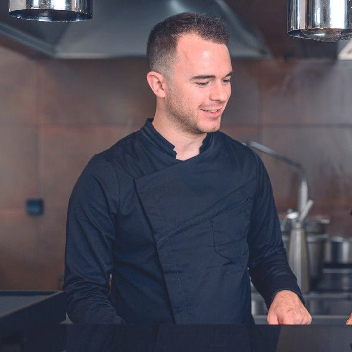 Men's Black Double-collar Kitchen Coat - LAFONT -  by Lafont - Cuisine | MANELLI``