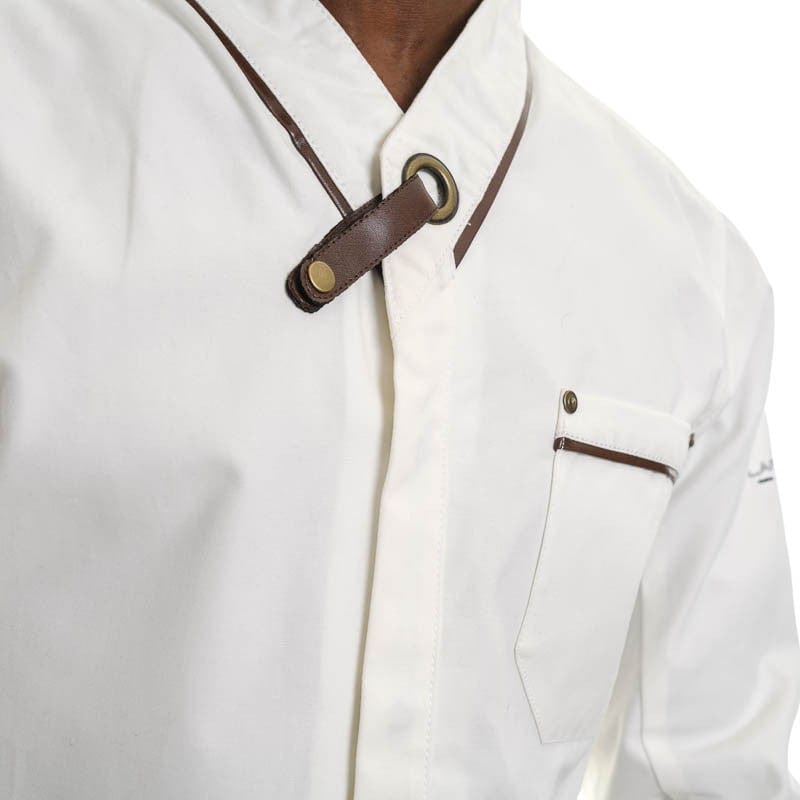 Men's Ecru Long Sleeve Bi-material Kitchen Coat - LAFONT -  by Lafont - Cuisine | MANELLI``