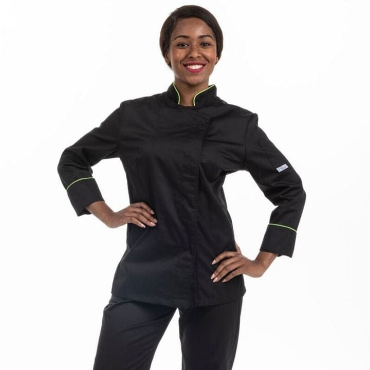 Women's Kitchen Coat with Green Piping Long Sleeve - MANELLI -  by Manelli | MANELLI``