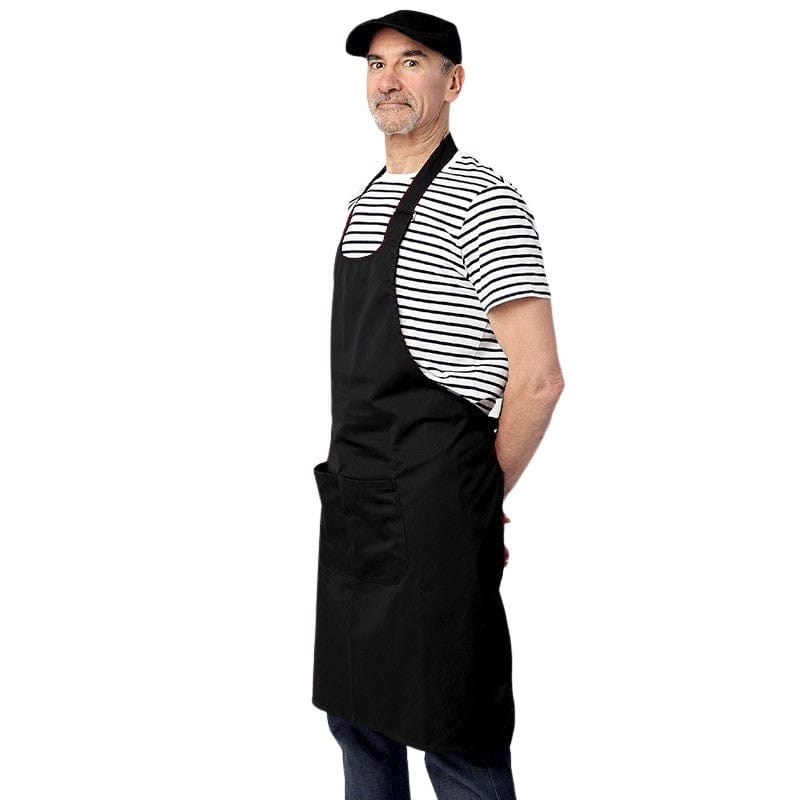 Black Apron With Double Bib Polycotton Pocket - MANELLI -  by Manelli | MANELLI``