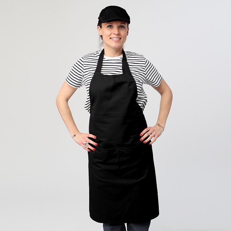 Black Apron With Double Bib Polycotton Pocket - MANELLI -  by Manelli | MANELLI``