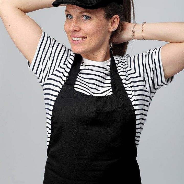 Black Apron With Double Bib Polycotton Pocket - MANELLI -  by Manelli | MANELLI``