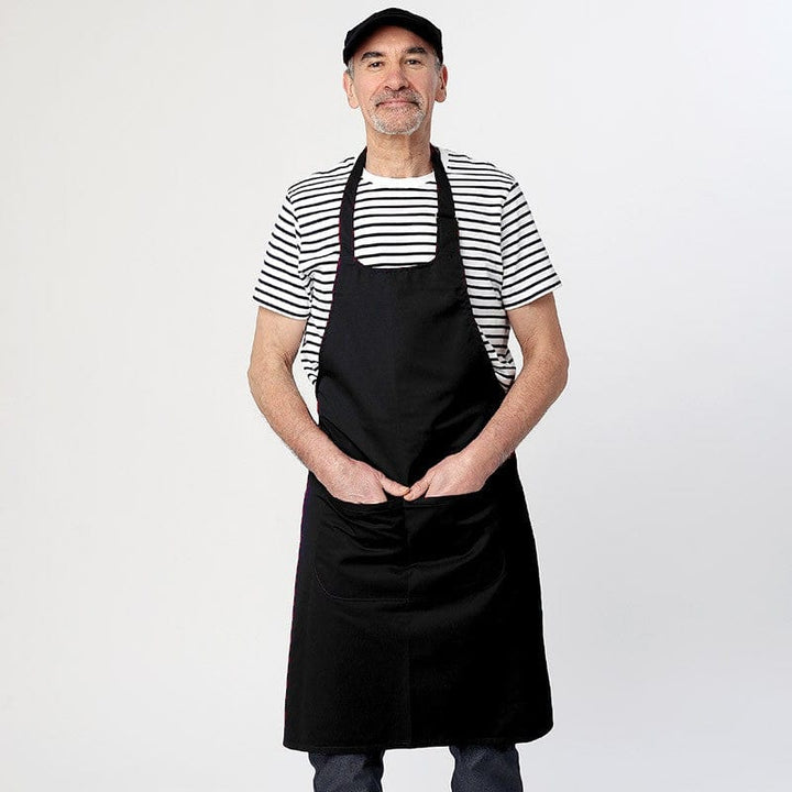 Black Apron With Double Bib Polycotton Pocket - MANELLI -  by Manelli | MANELLI``