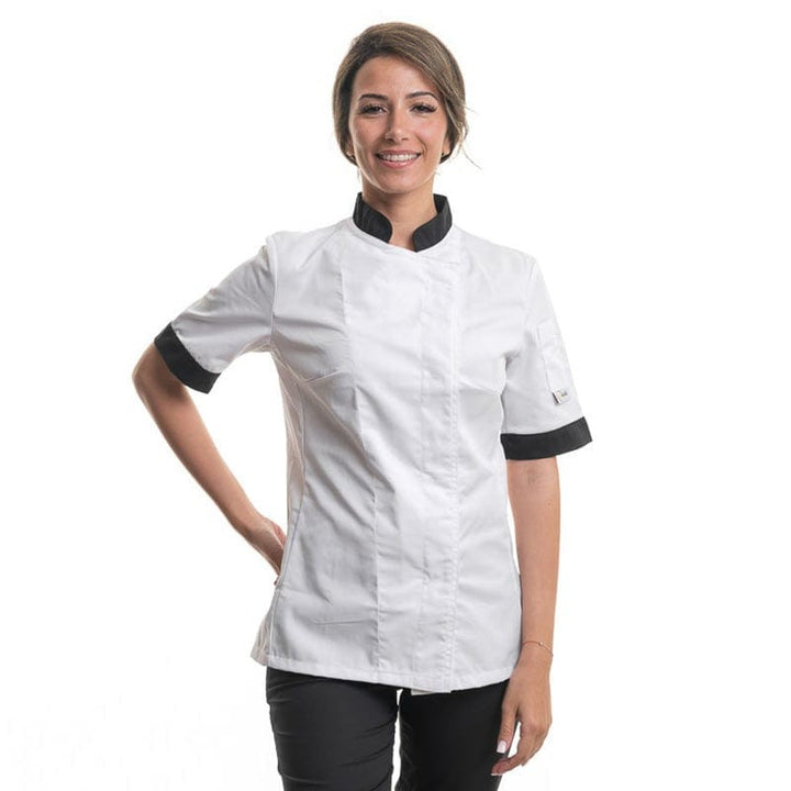 Black Collar and Short Sleeve Kitchen Coat - MANELLI -  by Manelli | MANELLI``