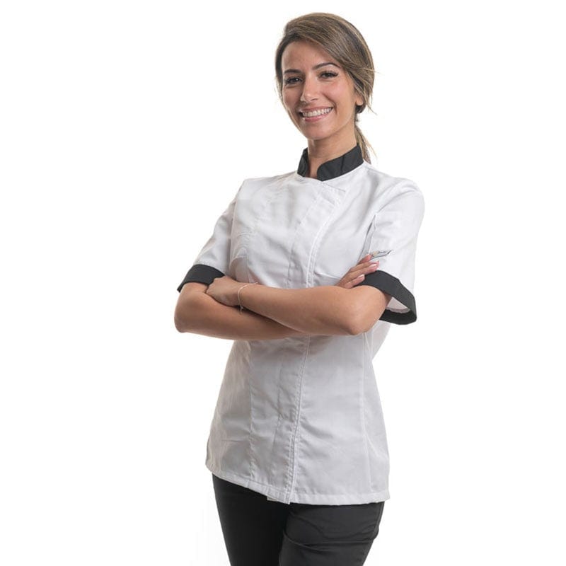 Black Collar and Short Sleeve Kitchen Coat - MANELLI -  by Manelli | MANELLI``