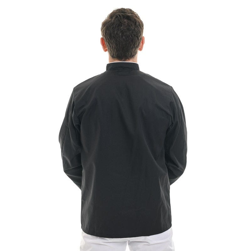 Black Long Sleeve Kitchen Coat with Long White Piping - MANELLI -  by Manelli | MANELLI``