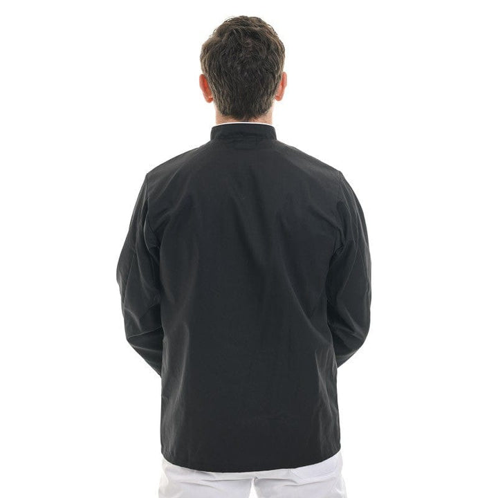 Black Long Sleeve Kitchen Coat with Long White Piping - MANELLI -  by Manelli | MANELLI``