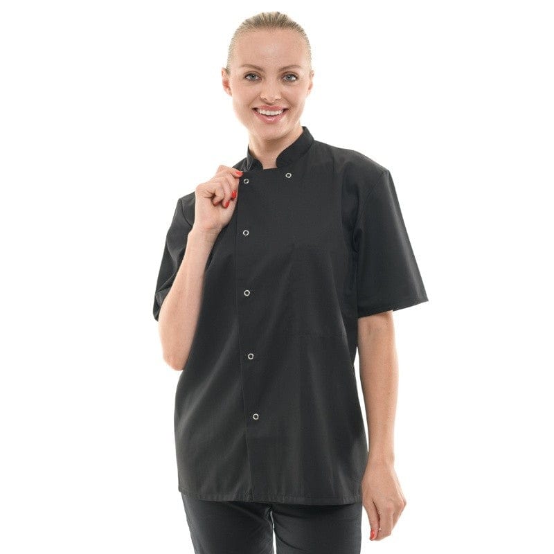 Black Unisex Short Sleeve Chef Coat - MANELLI -  by Manelli | MANELLI``