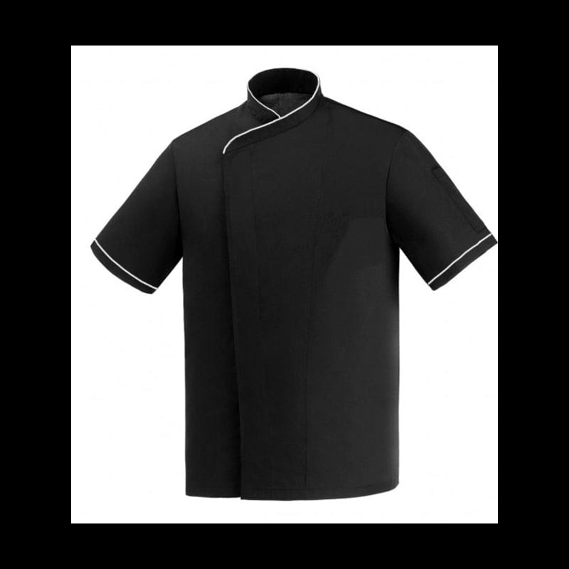 Black Kitchen Jacket Large with White Piping - Short Sleeve or Long Sleeve - MANELLI -  by Manelli | MANELLI``