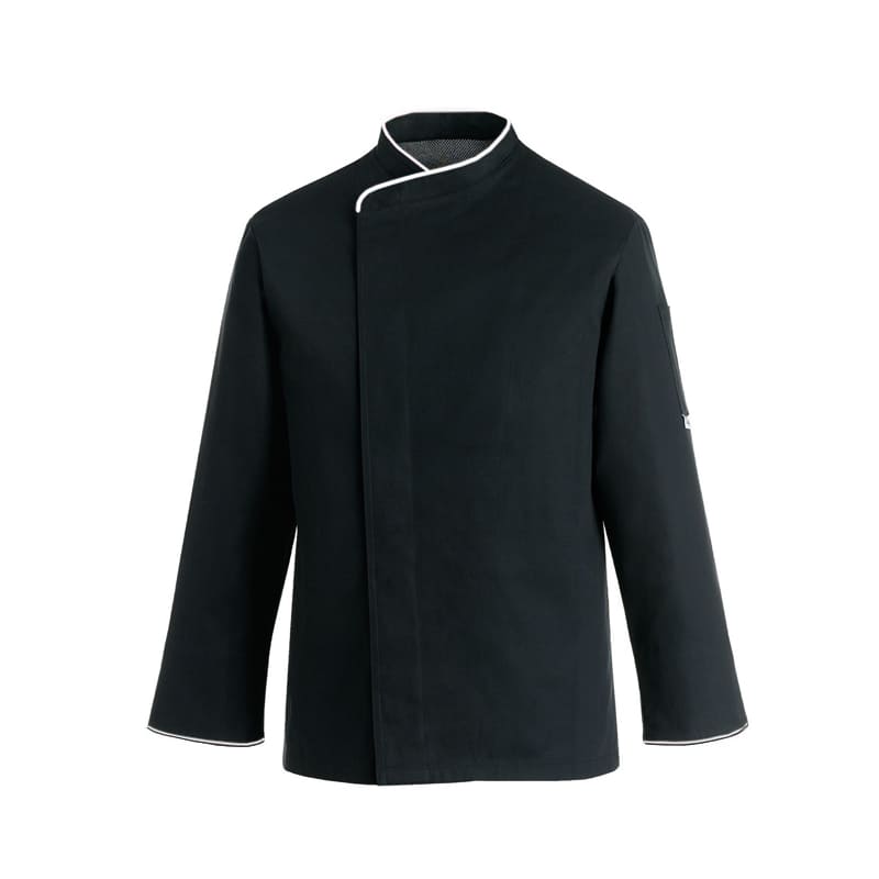 Black Kitchen Jacket Large with White Piping - Short Sleeve or Long Sleeve - MANELLI -  by Manelli | MANELLI``