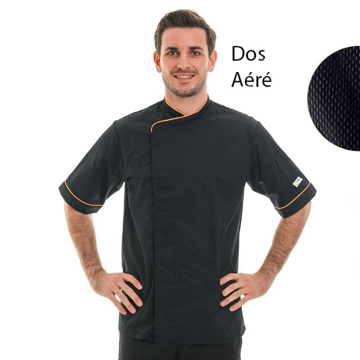 Breathable Short Sleeve or Long Sleeve Chef Coat with Orange Piping - MANELLI -  by Manelli | MANELLI``