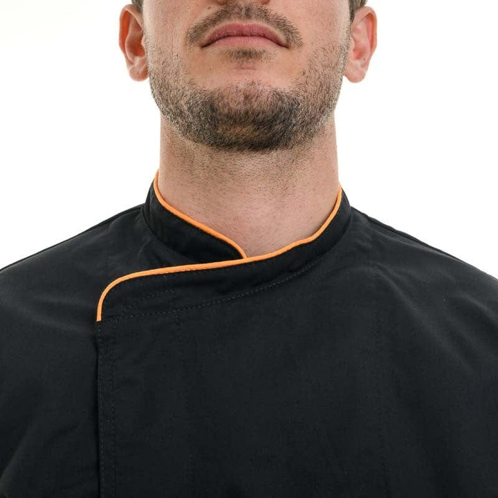 Breathable Short Sleeve or Long Sleeve Chef Coat with Orange Piping - MANELLI -  by Manelli | MANELLI``