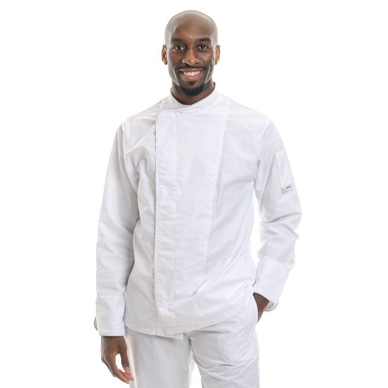 Large Size White Kitchen Jacket with Gray Piping - MANELLI -  by Manelli | MANELLI``