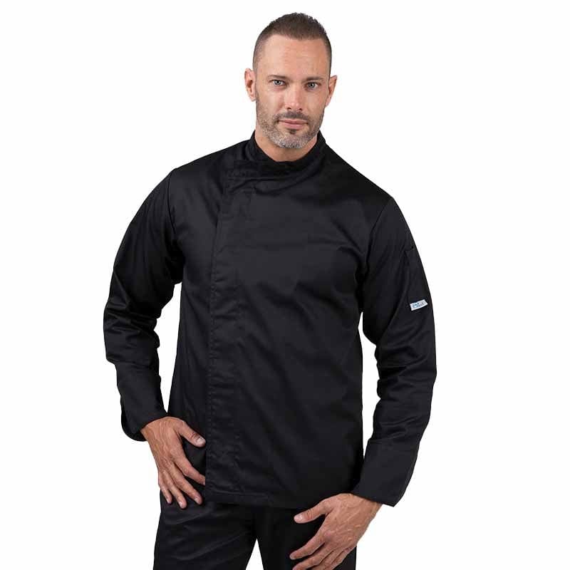 Eco-responsible Black Long Sleeve Kitchen Coat for Men - MANELLI -  by Manelli | MANELLI``