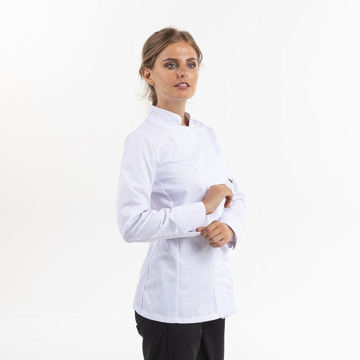 Women's White Kitchen Coat Short Sleeves Large Size - MANELLI -  by Manelli | MANELLI``
