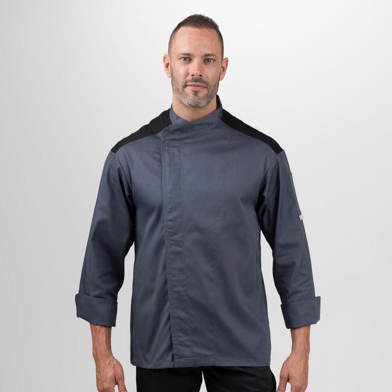 Large Size Gray Kitchen Coat with Black Shoulder - MANELLI -  by Manelli | MANELLI``