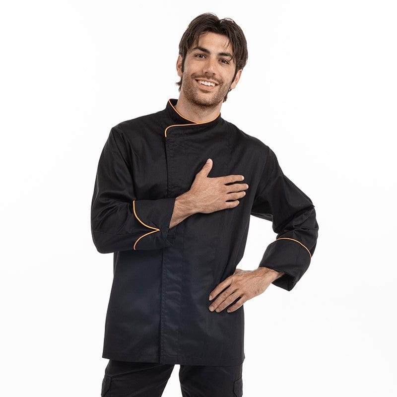 Large Size Kitchen Coat in Lily Black Orange - MANELLI -  by Manelli | MANELLI``