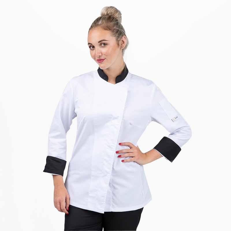 White Kitchen Coat with Black Collar - MANELLI -  by Manelli | MANELLI``