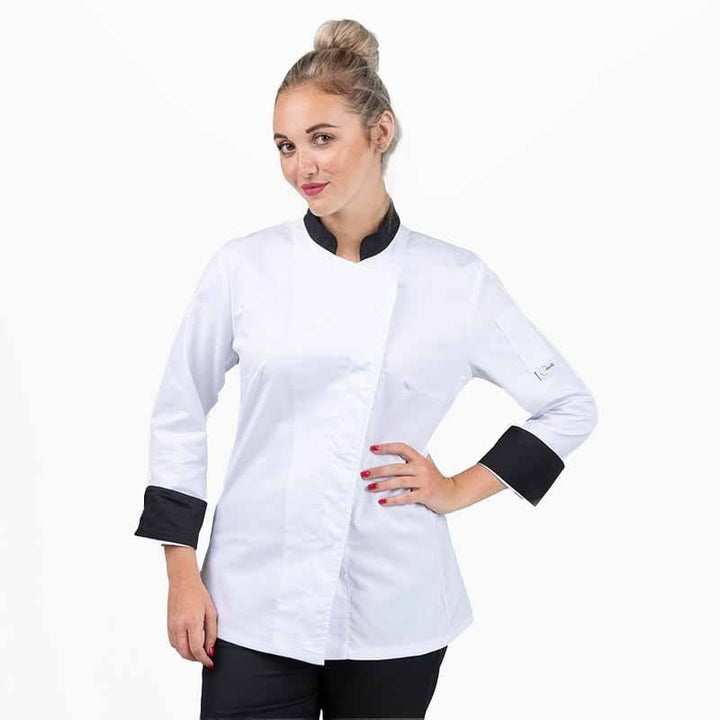 White Kitchen Coat with Black Collar - MANELLI -  by Manelli | MANELLI``