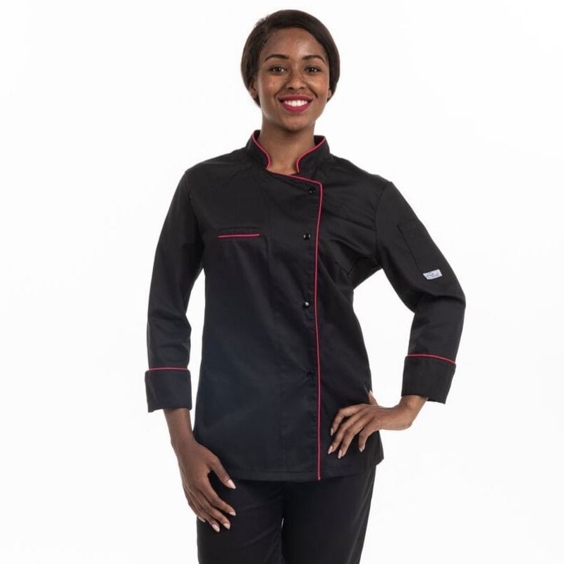 Women's Kitchen Coat with Ventilated Back and Pink Piping - MANELLI -  by Manelli | MANELLI``