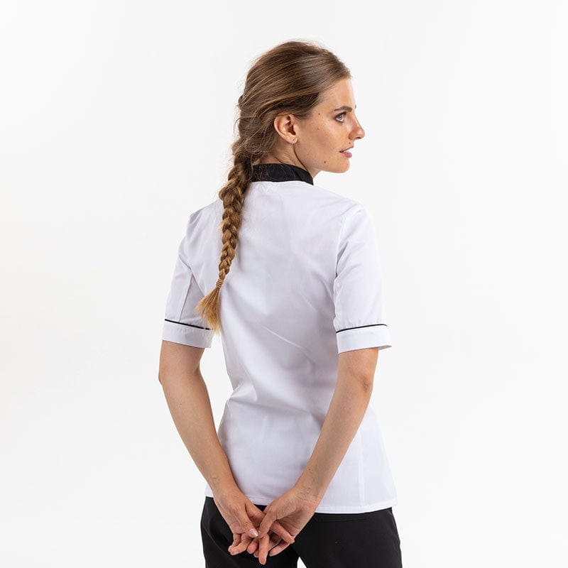 Masterchef Women's Kitchen Coat White and Black Short Sleeve - MANELLI -  by Manelli | MANELLI``