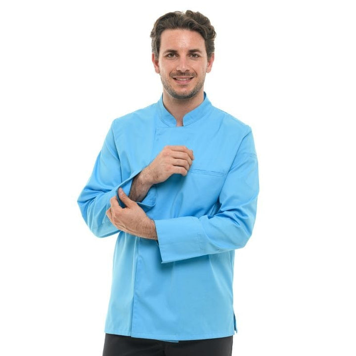 Men's Long Sleeve Turquoise Chef Coat - MANELLI -  by Manelli | MANELLI``