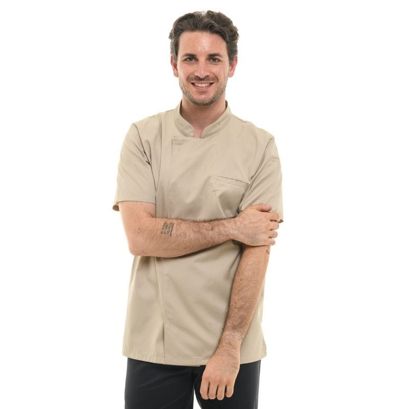 Men's Short Sleeve Beige Cooking Coat  - MANELLI -  by Manelli | MANELLI``