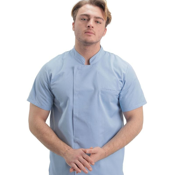 Men's Short Sleeve Sky Blue Cooking Coat  - MANELLI -  by Manelli | MANELLI``