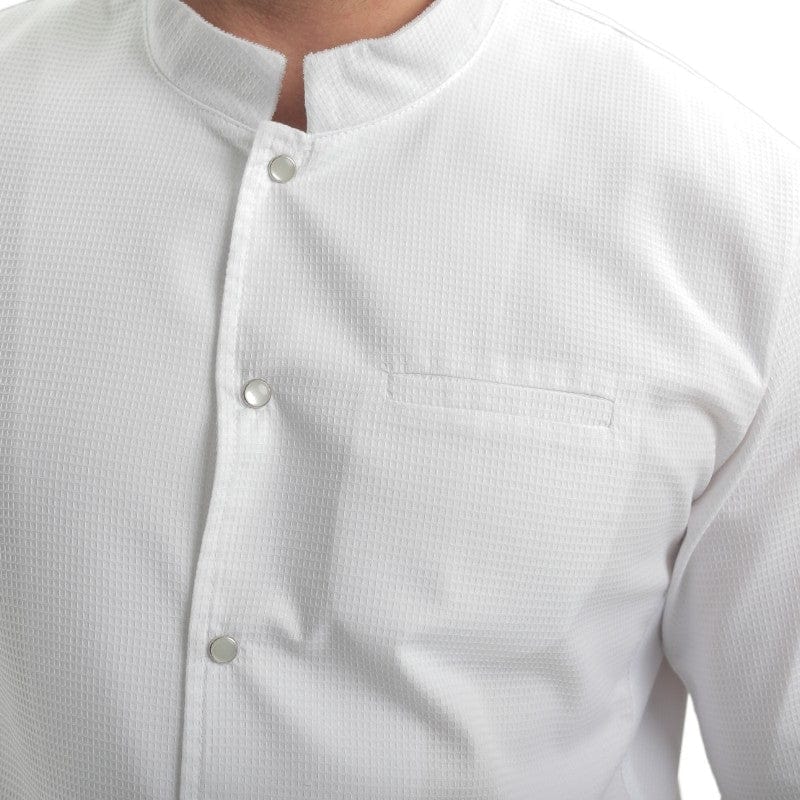 Men's Short Sleeve White Embossed Kitchen Coat - MANELLI -  by Manelli | MANELLI``