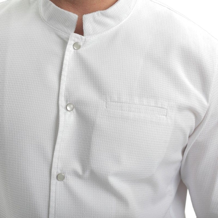 Men's Short Sleeve White Embossed Kitchen Coat - MANELLI -  by Manelli | MANELLI``