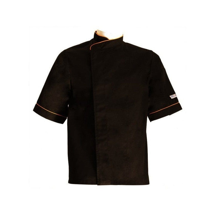 Black Kitchen Jacket Large with White Piping - Short Sleeve or Long Sleeve - MANELLI -  by Manelli | MANELLI``
