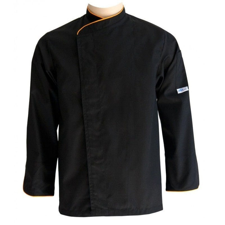 Black Kitchen Jacket Large with White Piping - Short Sleeve or Long Sleeve - MANELLI -  by Manelli | MANELLI``